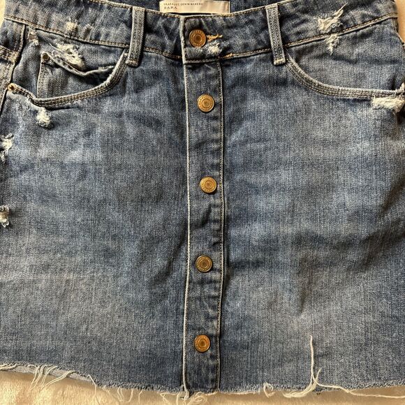 Zara Womens Blue Jean Denim Trafaluc Pockets Distressed Mini Skirt Size Small 26 - Picture 8 of 15